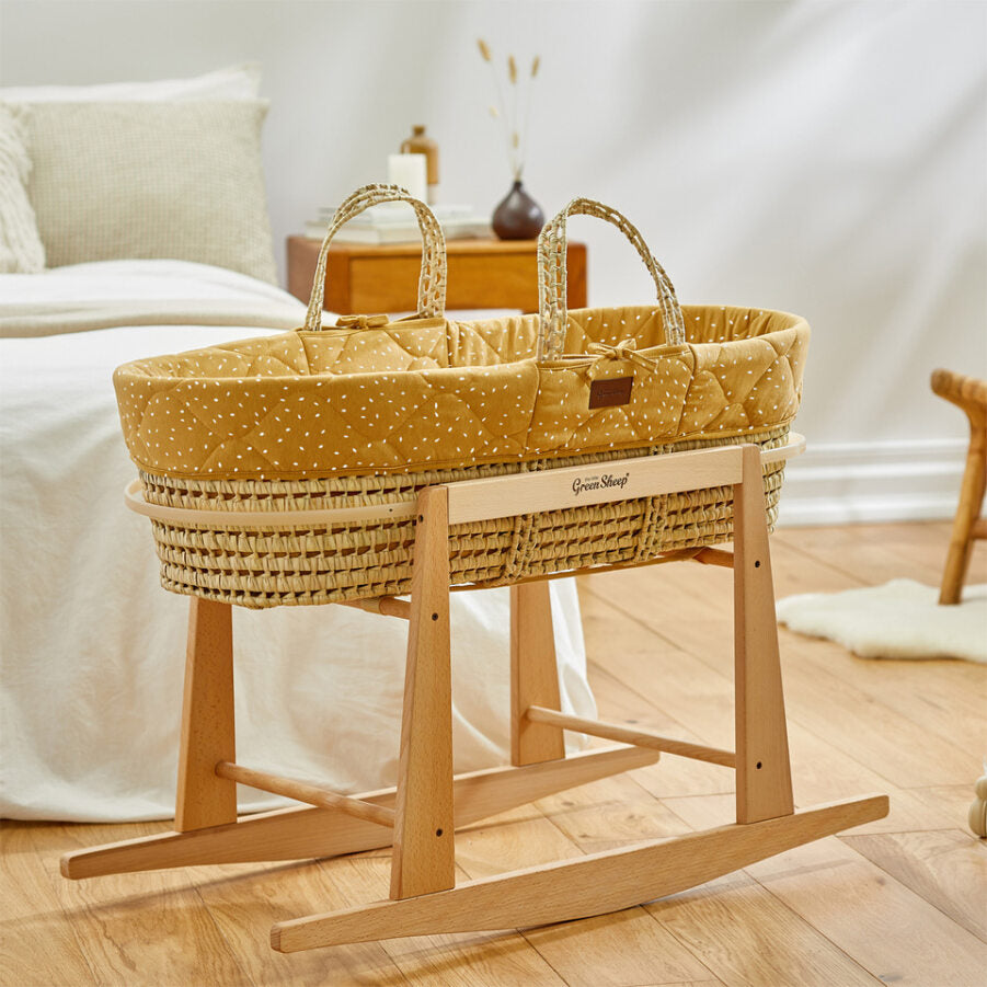 The Little Green Sheep - Moses Basket, Mattress & Rocking Stand Bundle