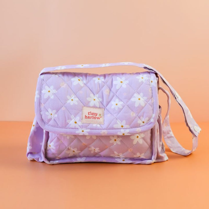 Tiny Harlow - Dolls Nappy Bag - Lilac Daisy