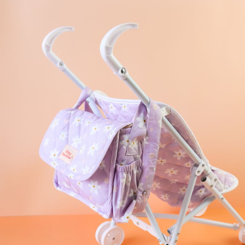 Tiny Harlow - Dolls Nappy Bag - Lilac Daisy