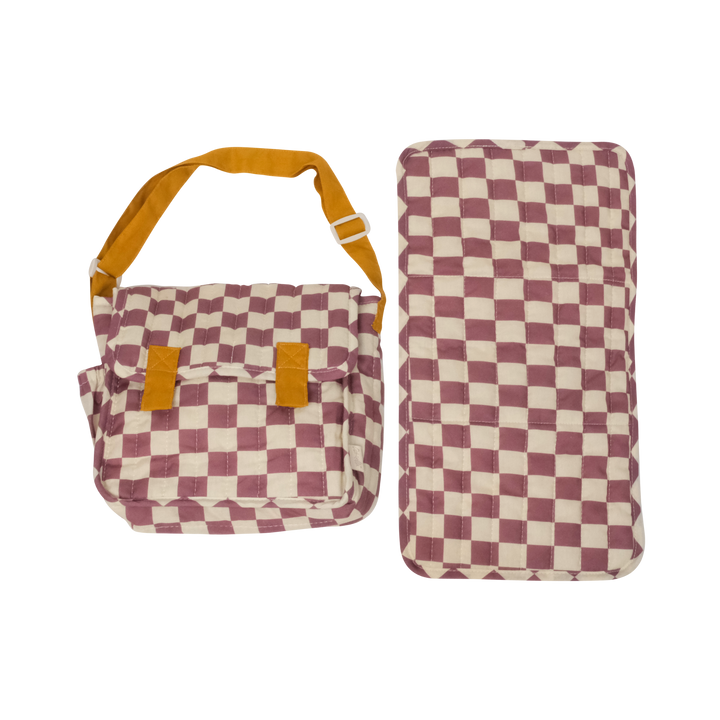 Olli Ella - Carrie Convertible Changing Set - Plum Check