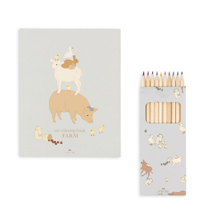 Konges Slojd -Colouring Book and Crayons - Farm - Mabel & Fox