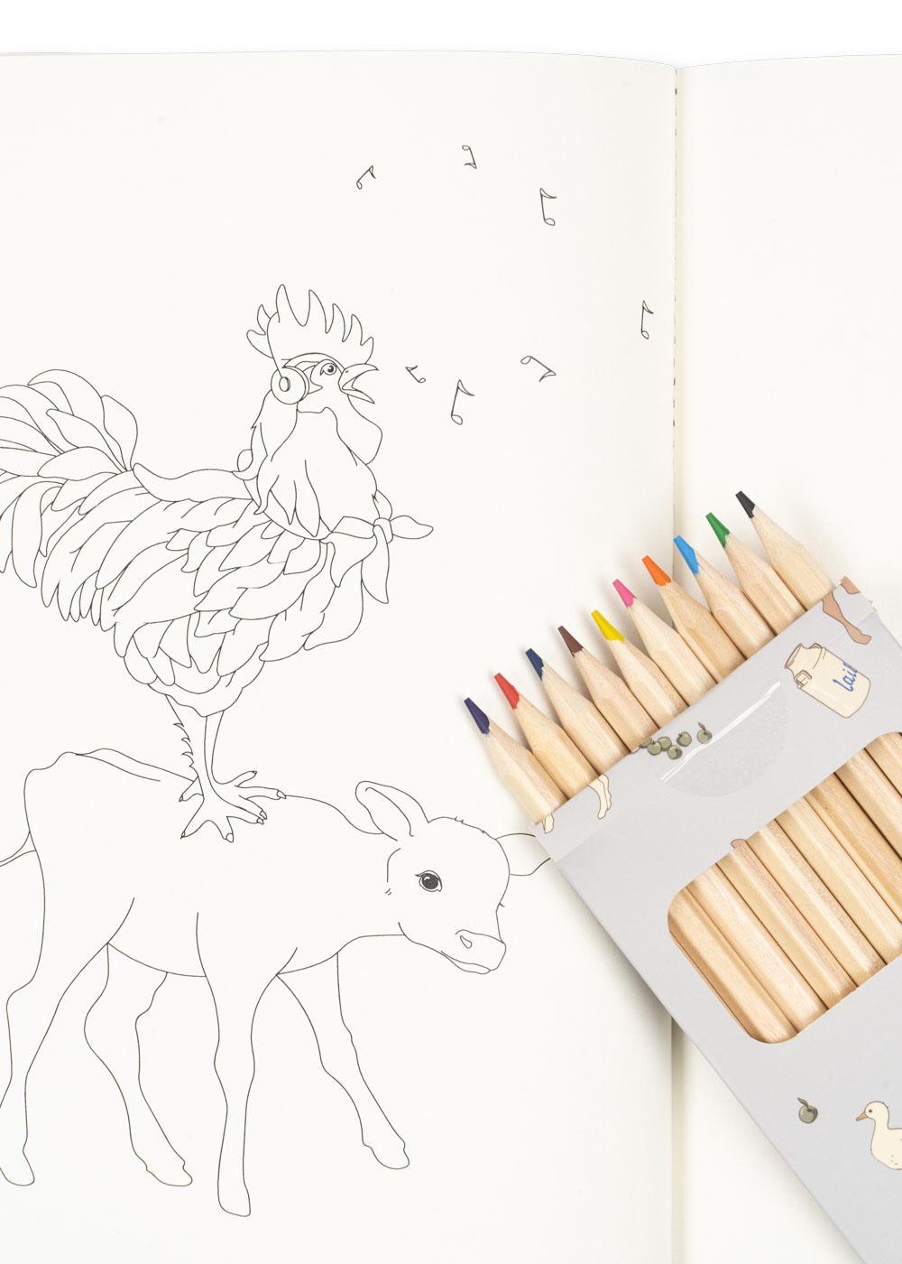 Konges Slojd -Colouring Book and Crayons - Farm