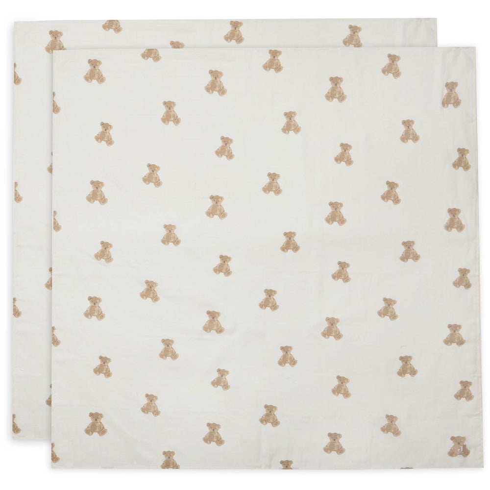 Jollein - Swaddle Muslin 115 x 115cm - Teddy Bear (2 Pack) - Mabel & Fox